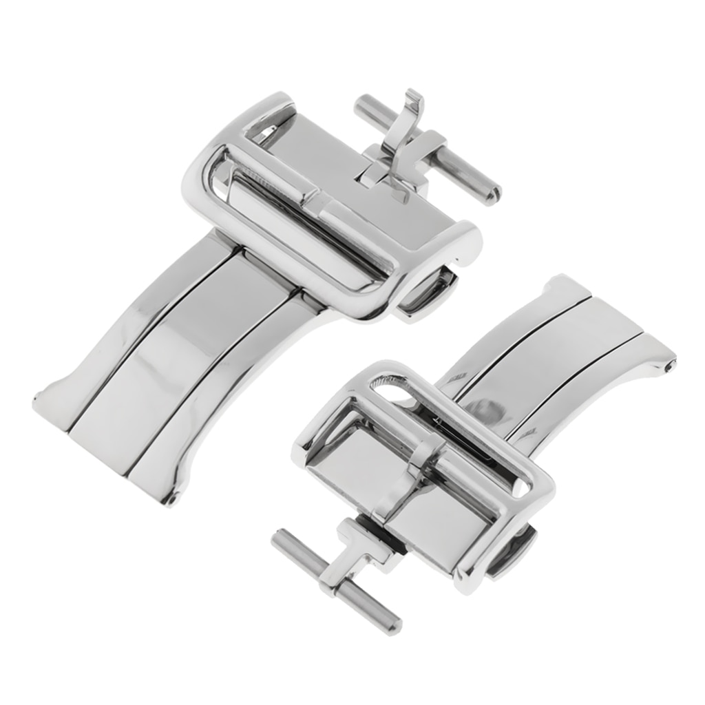 2pc Stainless Steel Push Fold Deployment Clasp Strap Buckle 18mm 20mm