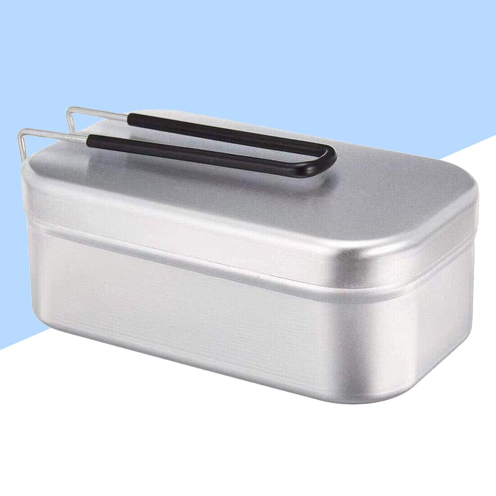 Aluminum Tin with Lid Food Container Lunch Mess Tin for Indoor Outdoor Camping Picnic (Silver)