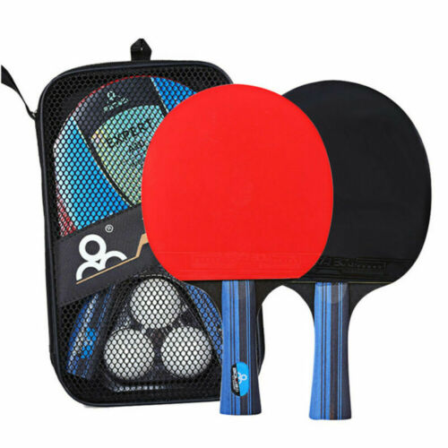 Raquettes de Tennis de Table, ensemble de 2 pièces/lot avec 3 balles, Double Face, boutons à manche Long et court, raquette de Ping-Pong