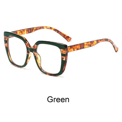 Ralferty retro leopard brillestel kvinder øjenbriller spring tempel brillestel til optisk nærsynethed briller  f95165: Grøn