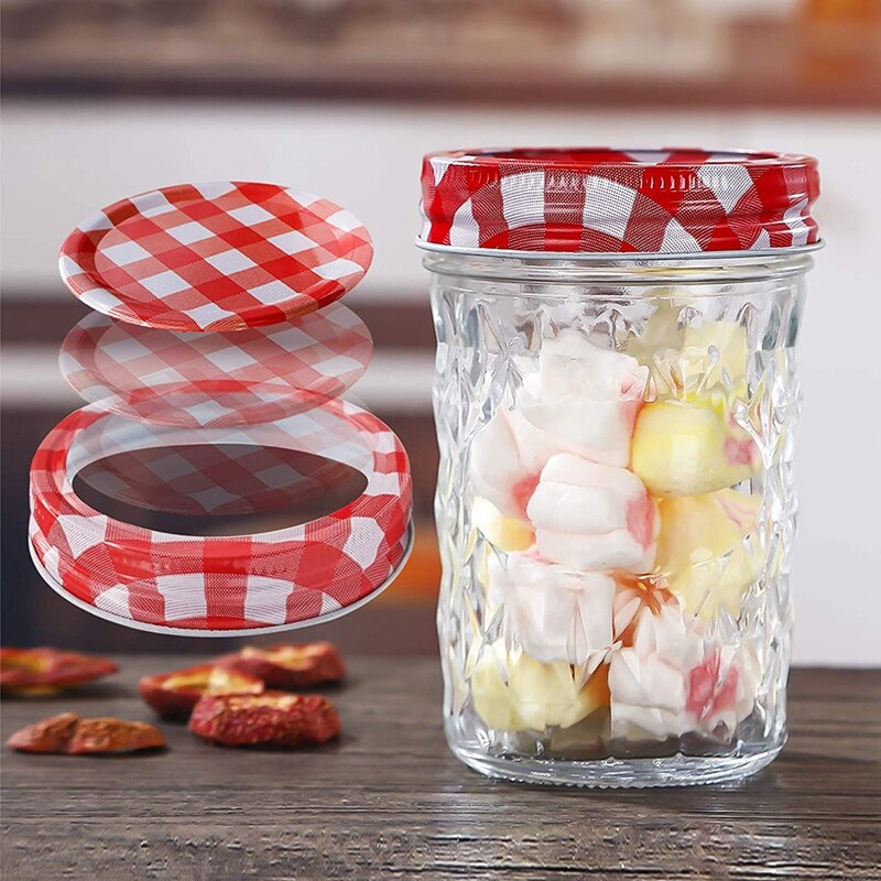 Inblikken Deksels En Ringen, 24 Sets Regelmatige Mond Inblikken Deksels Luchtdicht Lekvrij Mason Jar Caps Mason Pot Deksels