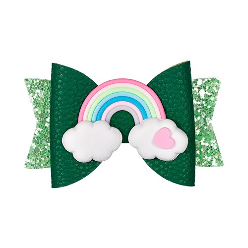 Thumbelina Regenboog Prinses Haarspelden Glitter Haarelastiekjes Met Clip Dance Party Boog Haar Clip Meisjes Haar Accessoires: Groen