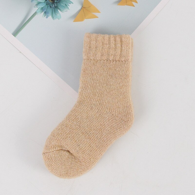 Baby lotus efterår vinter tykke børn uldsokker børn neutrale afslappede varme gulvstrømper børn skridsikre spædbarnsstrømper: Beige / 1-3y