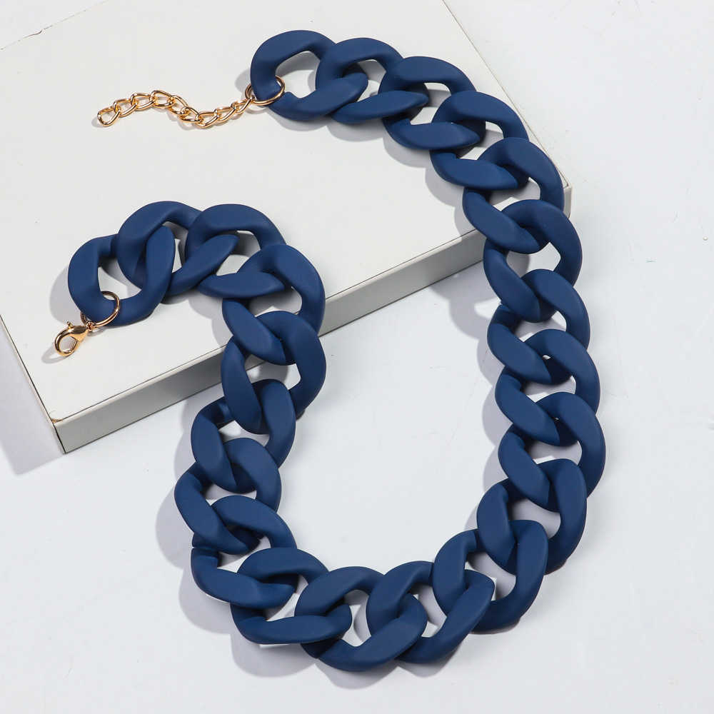 Nuevos collares gargantilla de cadena ancha de acrílico mate colorido para mujer, Collar grueso de resina bohemia llamativo, joyería de: PLATEADO
