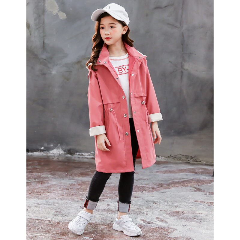 Girls trench coats kids windbreaker spring autumn teenage long coats outerwear for children clothes 5 7 9 11 13 Year: as picture / 5