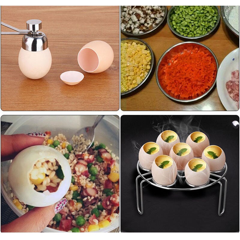 Stainless Steel Egg Topper Cutter Shell Boiled Raw Egg Openers Kitchen Tool Boiled and Raw Eggs Clean Opener
