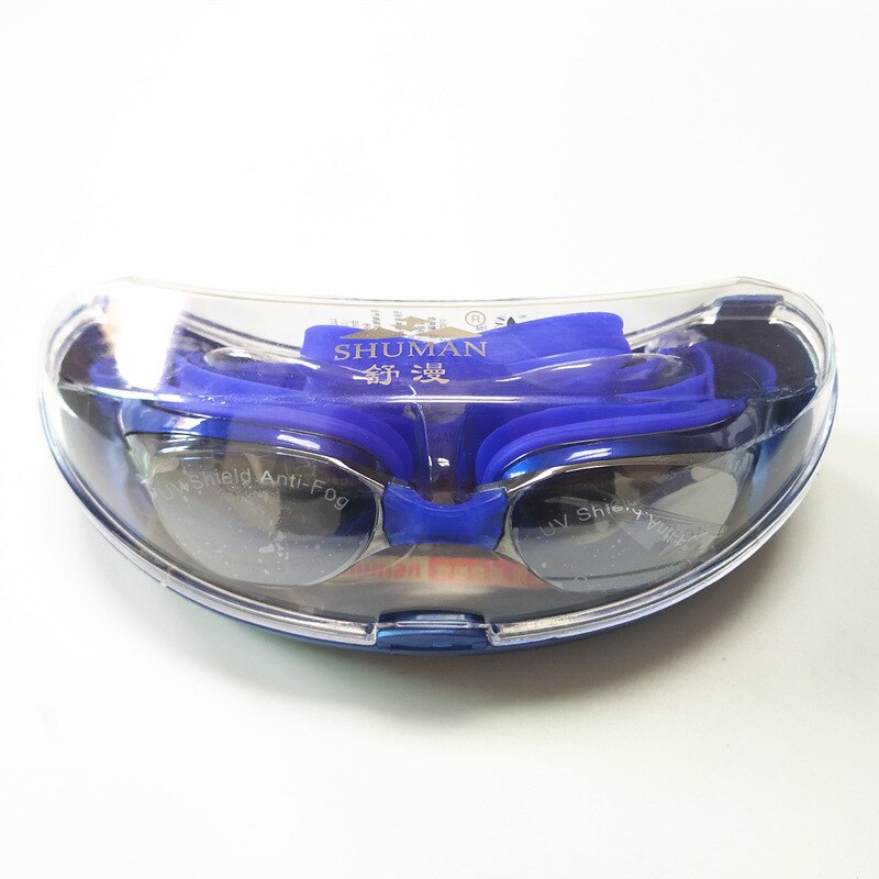 Stil vandtætte anti-dug galvaniseringsbriller boxed box bære behagelig justerbar klar almindeligt glas svømmebrille