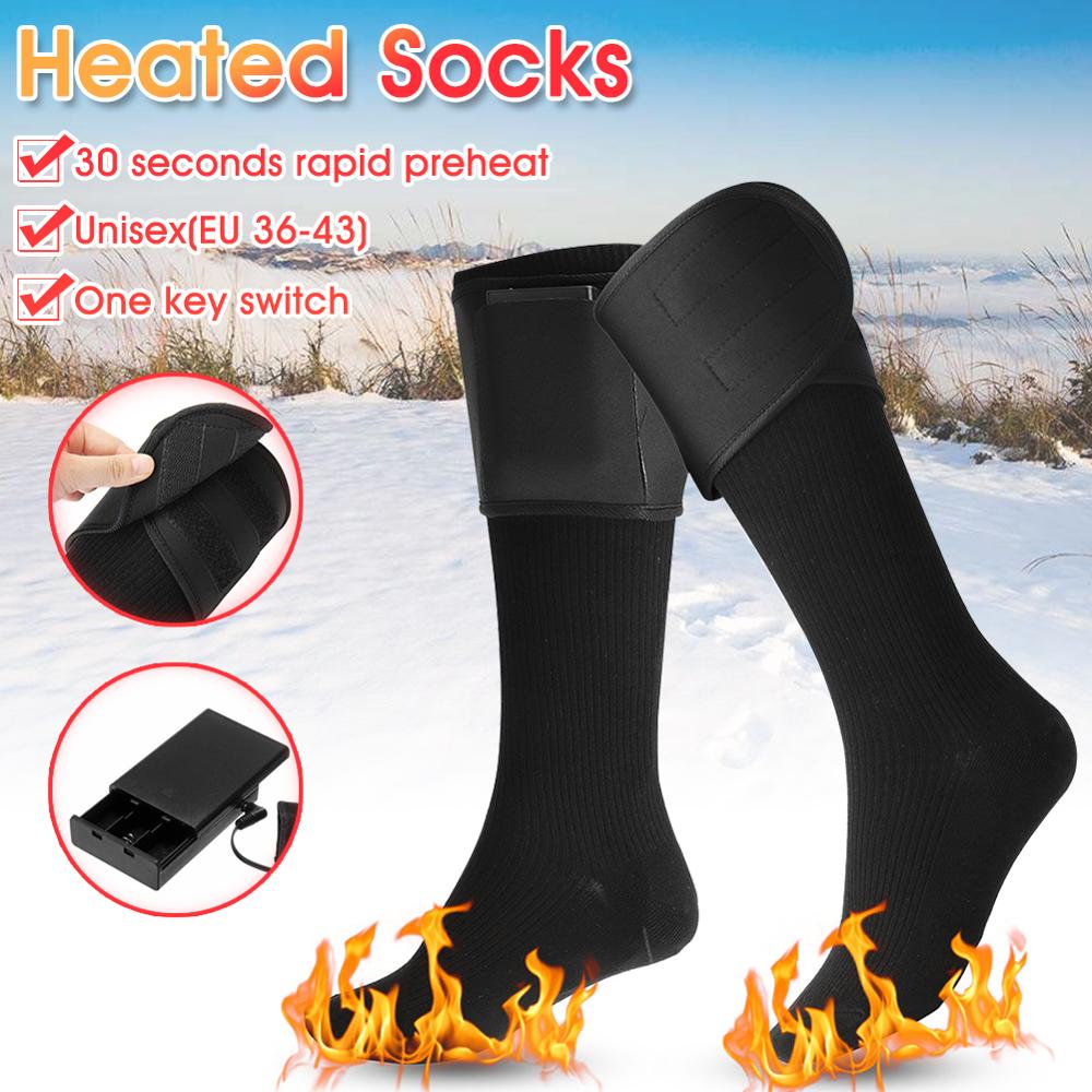 1 Paar Oplaadbare Batterij Verwarmde Sokken Elektrische Voeten Warmers Been Warmer Houden Warme Winter Sokken Mannen Vrouwen
