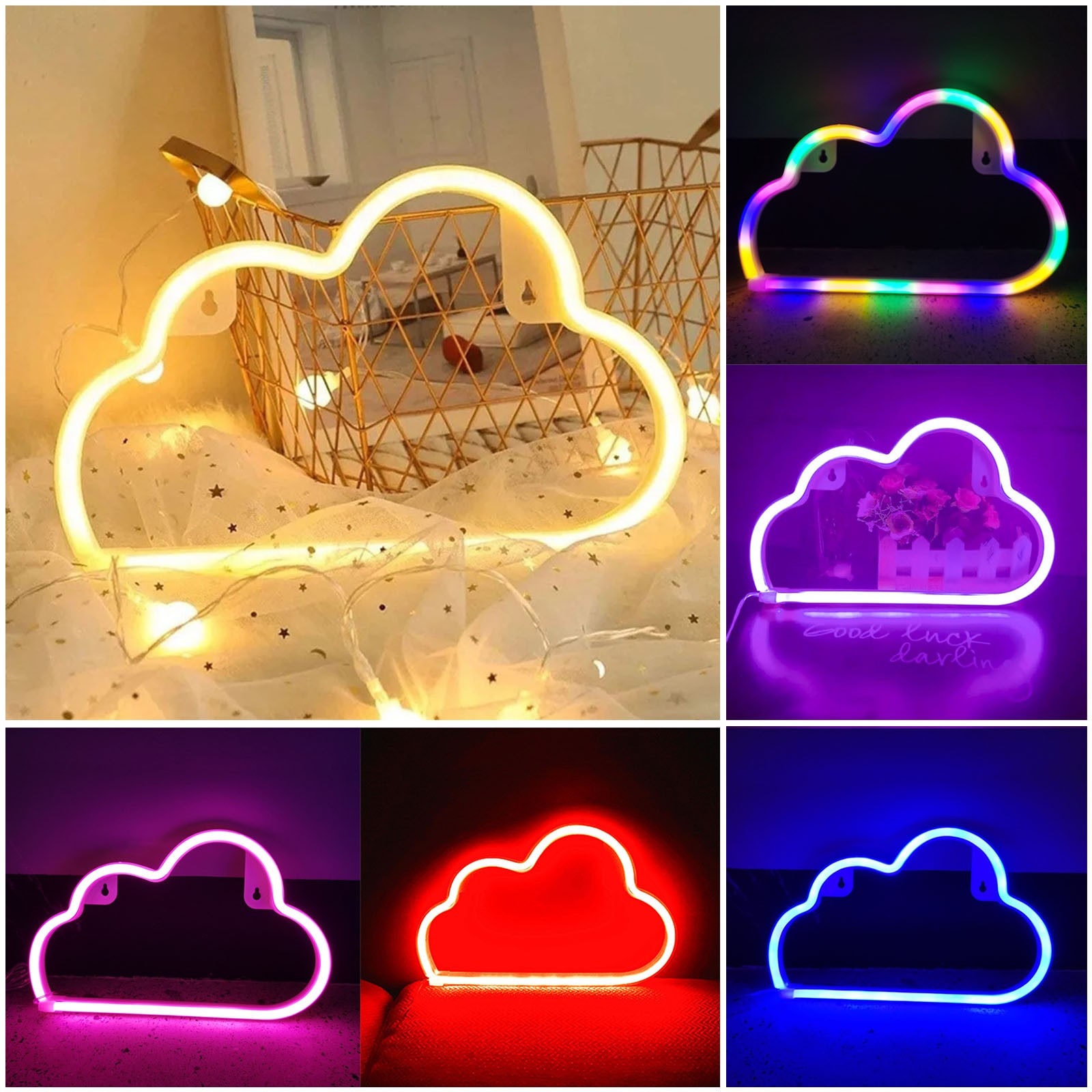 Led Cloud Neon Sign Nachtlampje Art Decoratieve Verlichting Plastic Wandlamp Voor Kids Baby Kamer Party Wedding verlichting