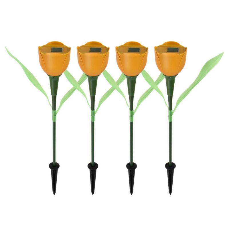 8 farger utendørs hage solcellelys solcelledrevet led tulipan hjemme plenlampe landskap natt blomsterlampe 1pc: Oransje