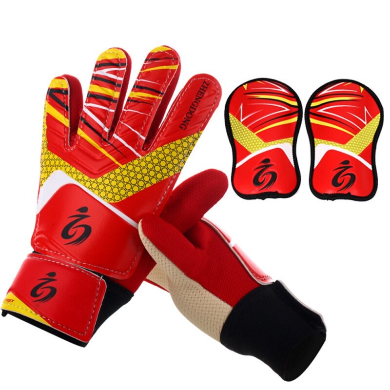 Kinder Fußball Fußball Torwart Goalie Training Handschuhe Durable Anti-Slip Atmungs Torwart Handschuhe mit Bein Schutzfolie: R1 / 6