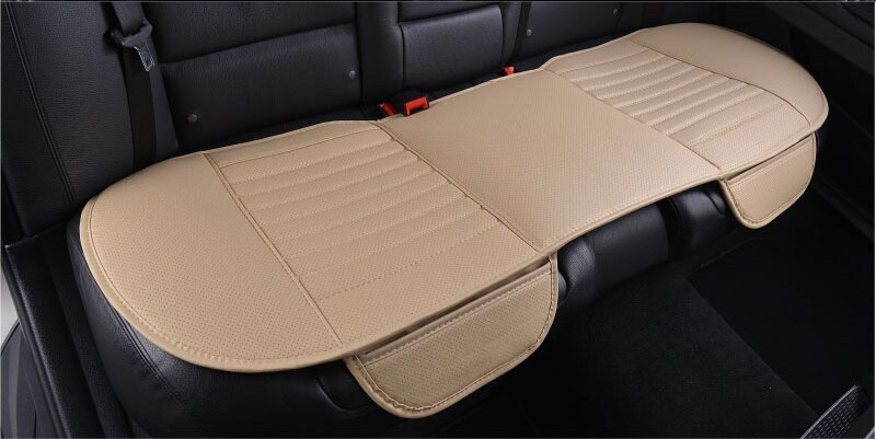 Ultra-luksus bilsædeovertræk fire sæsoner bageste pu læderpude, beskyttelsesmåttepude auto tilbehør universel størrelse: 1 stk tilbage beige