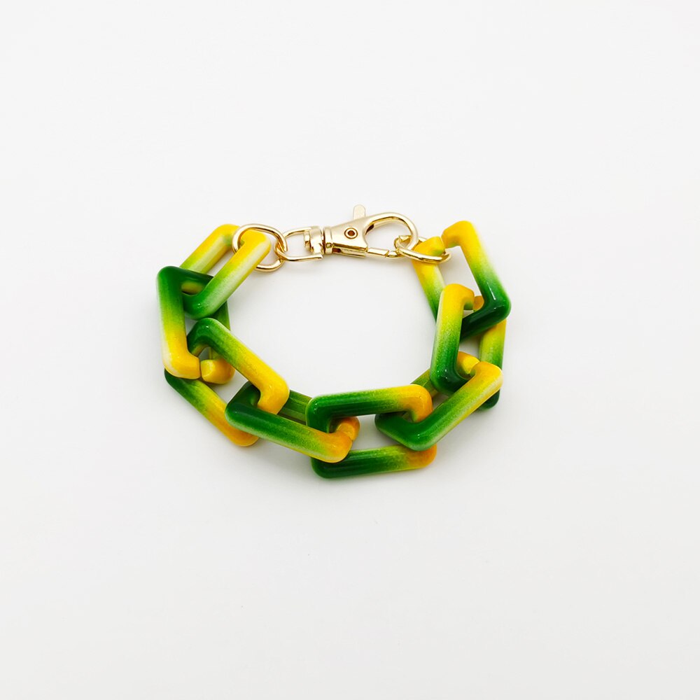 Necklaces Colorful Plastic Thick Chain Statement Choker Collar Necklace Hip Hop Night Club Jewelry For Women: green bracelet-1