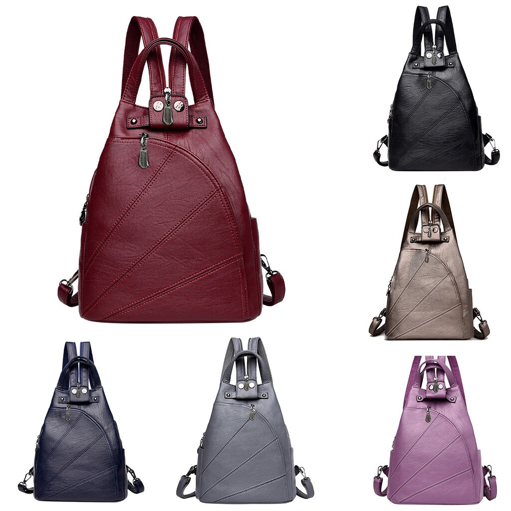 sac à dos en cuir pour femmes rétro voyage collège cartable sacs à dos pour adolescentes solide sac à main sac d'école mochila