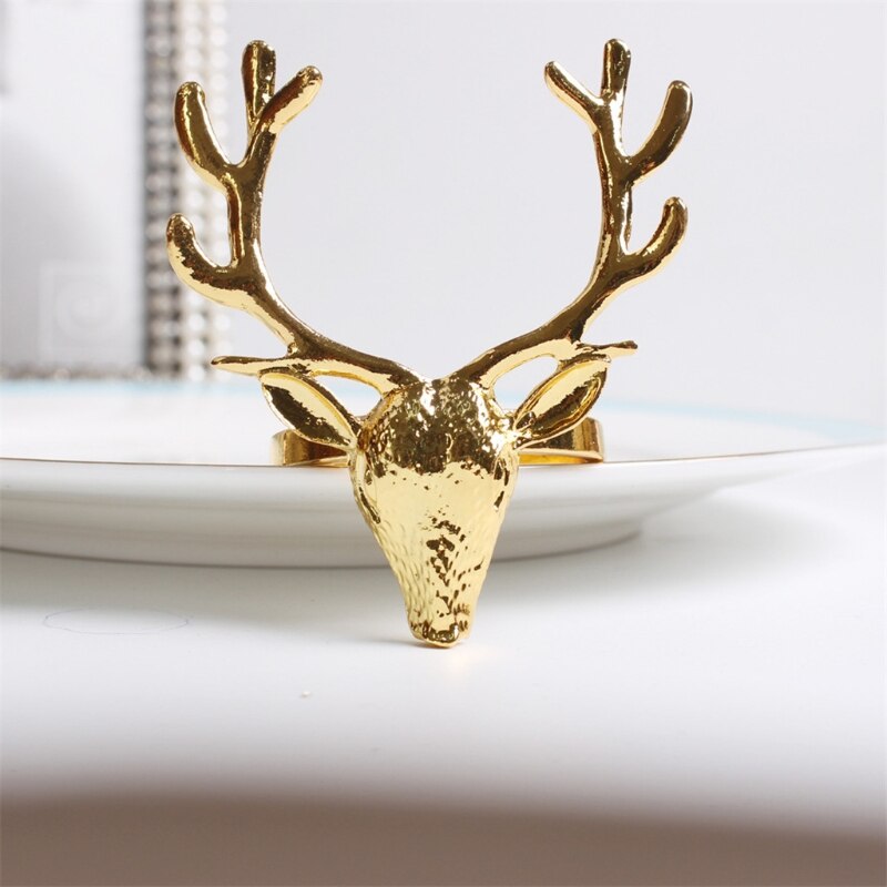6 Stuks Goud Legering Hoge Leuke Duurzaam Delicate Deer Head Creatieve Servet Rin 50JD
