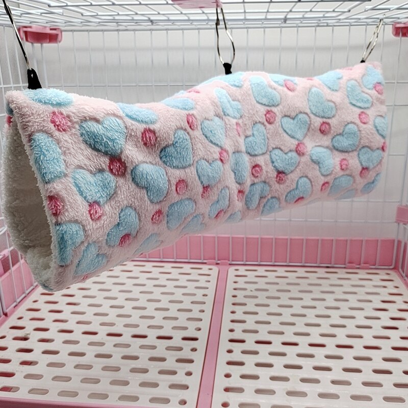 Multifunction Small Pet Tunnel Mini Animal Cage Hamster House Bed Playing Winter Warm Passage Small Pet Toy Guinea Pig Chipmunk: Heart Pink