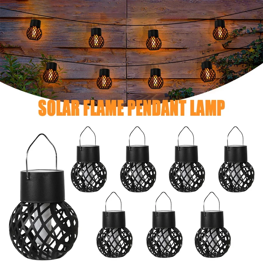 Mini hanglamp op zonne-energie met vlameffect, tuindecoratie, sprookjesachtige lamp op zonne-energie voor terras, tuin en erf.