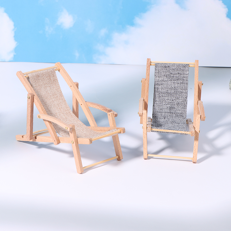 Antike Puppenhaus Miniatur faltbare Holz/Kunststoff Strandkorb Liegestuhl Modell Wohn szene Dekor Spielzeug Puppenhaus Zubehör