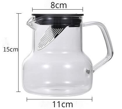 Hervidor de agua frío de 1000ml, tetera de vidrio a prueba de explosiones, jarra de vidrio con protección de alta temperatura: 1000ml black Cap