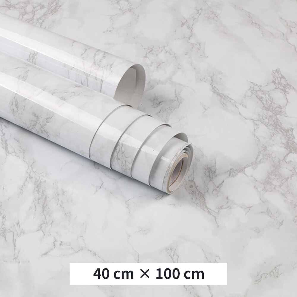 Glossy Black White Self Adhesive Marble Sticky Back Plastic Vinyl Film Kitchen