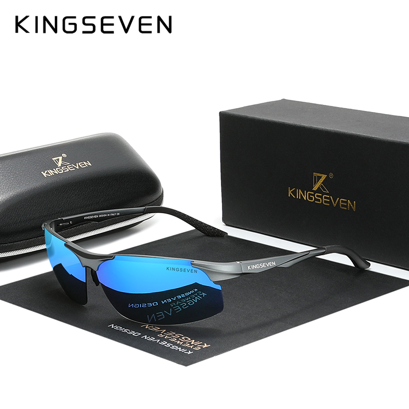 KINGSEVEN Cycling Polarized UV400 Sunglasses Men Aluminum Driving Mirror Lens Male Sun Glasses Aviation Women For Men Eyewear