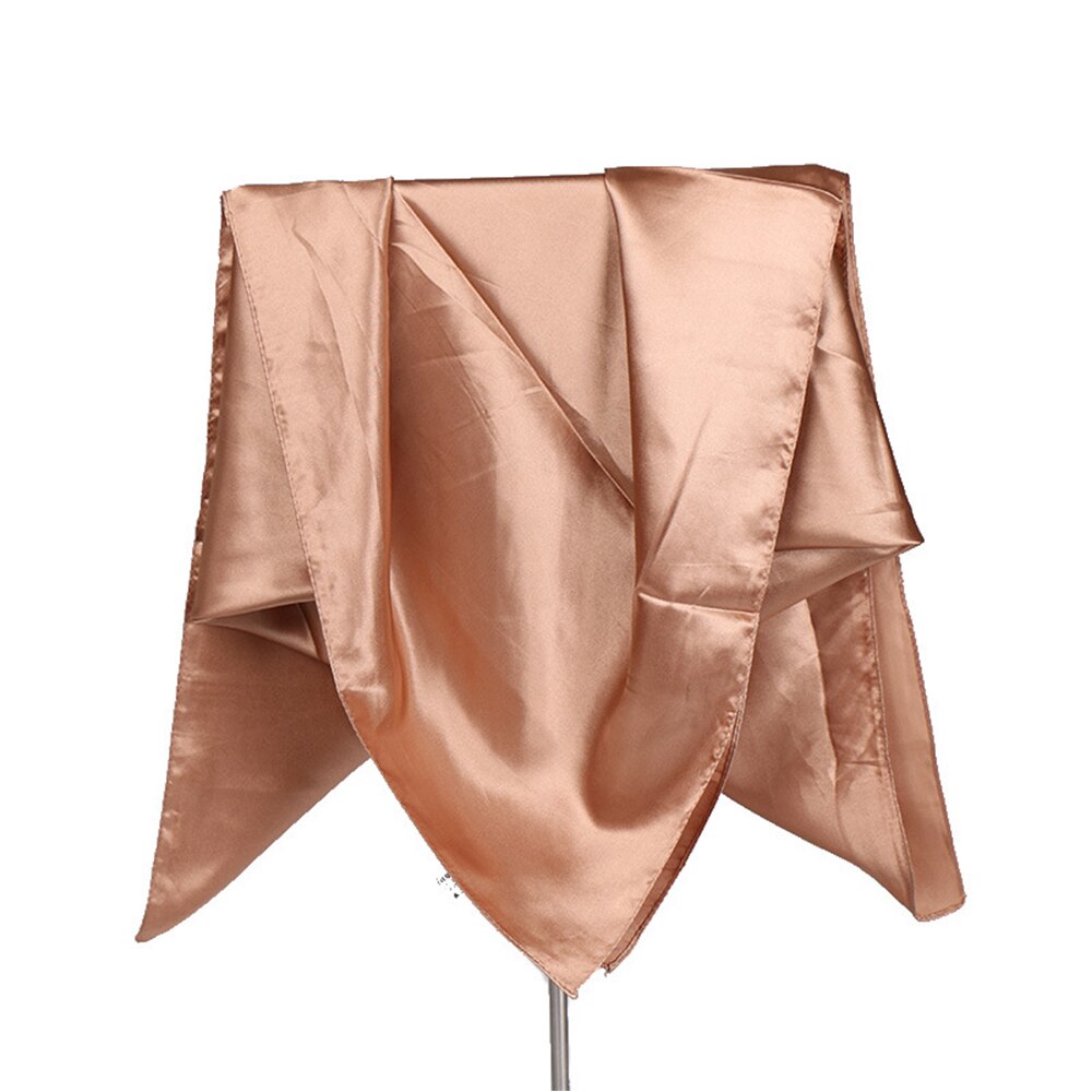 Solid Color Satin Women Scarf 90*90cm Big Wraps Lady Headband Hajib Muslim Female Square Scarf