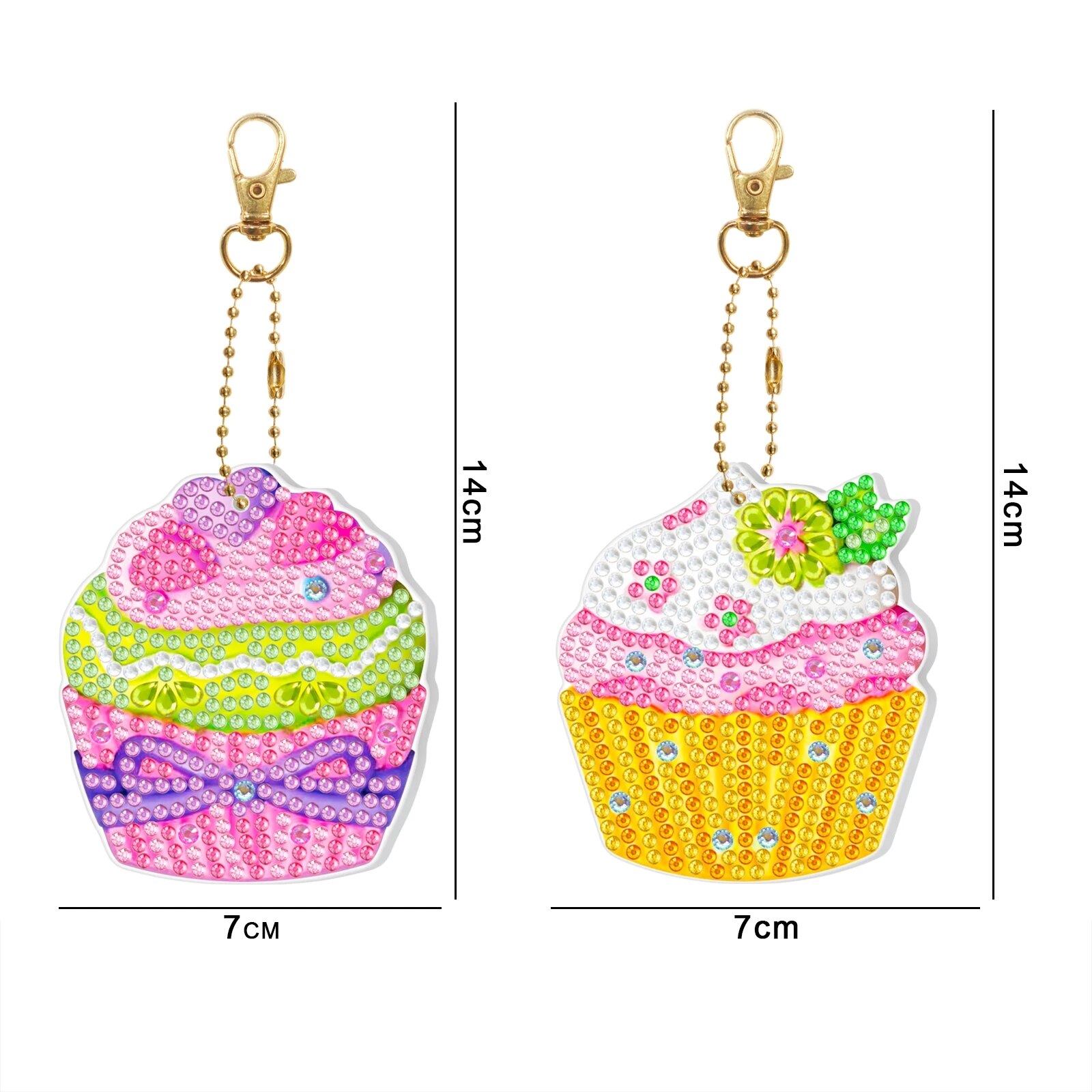 2 Pieces Of 5D Diamond Painting DIY Keychain Double Sided Full Diamond Butterfly Cake Luminous Pendant Bag Accessories Toys