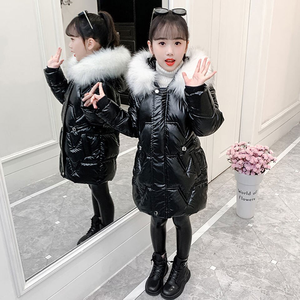 Russland Winter Mädchen Unten Oberbekleidung Dicke Warme Winter Parkas Mäntel Für freundlicher Mädchen 3-12Jahre Pelz Kragen Mit Kapuze Mädchen Outwear