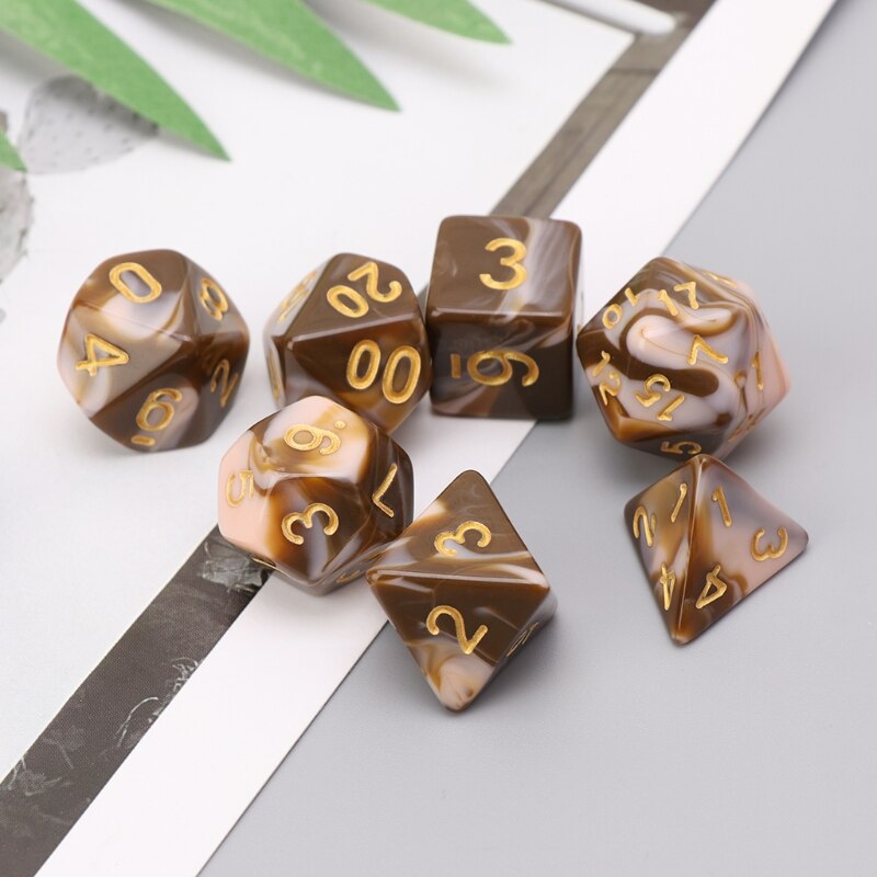 7pcs/set Coffee Milk White color Sided Dice with easy to roll