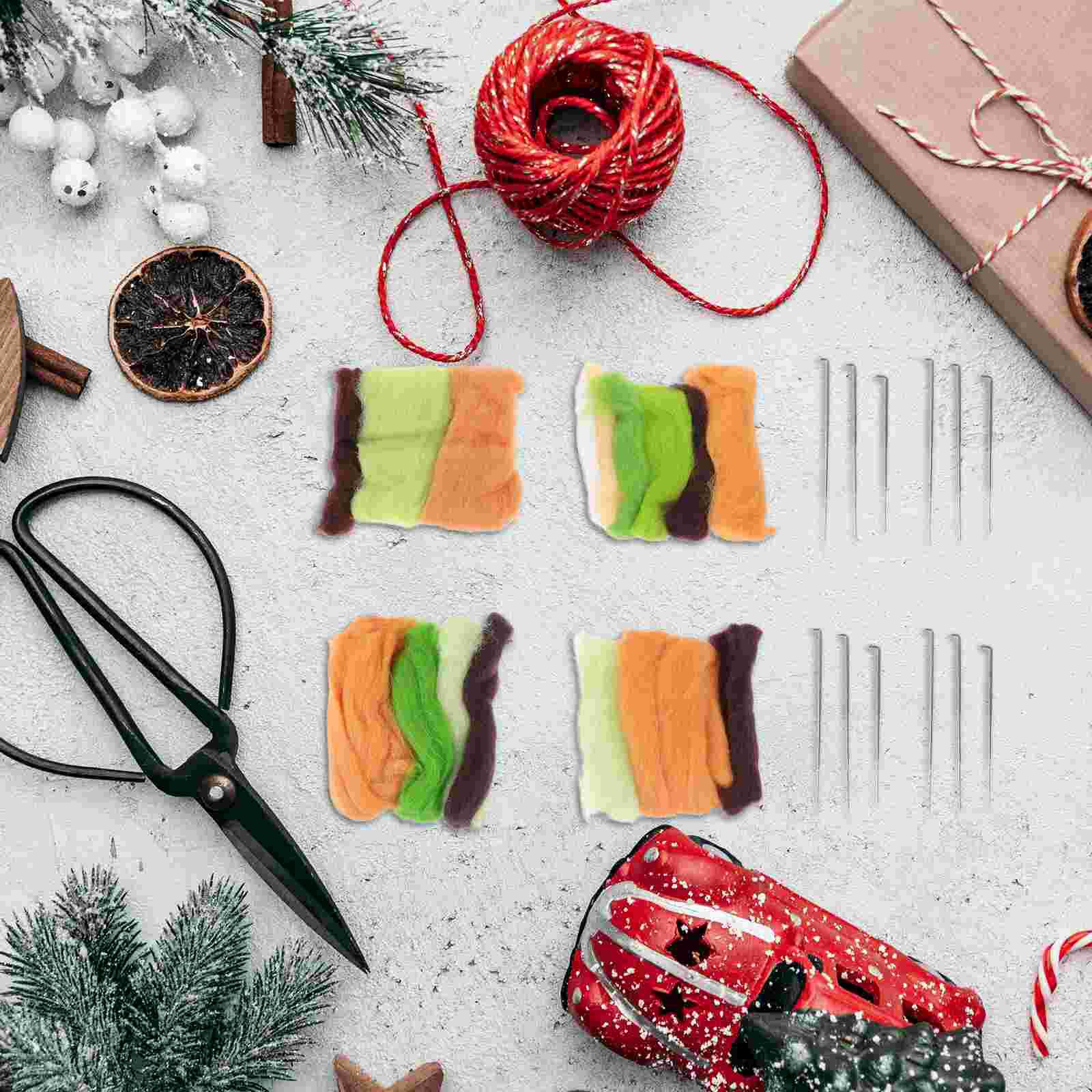 4 Sets of Needle Felting Kits DIY Wool Felting Kits Desktop Decor Needlework Accessories