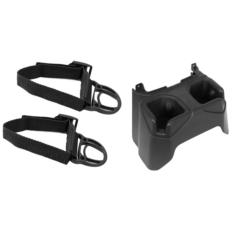 1x Car Rear Center Console Cup Box for Jeep Wrangler Jl & 2Pcs Roll Bar Coat Hanger for Jeep Wrangler CJ