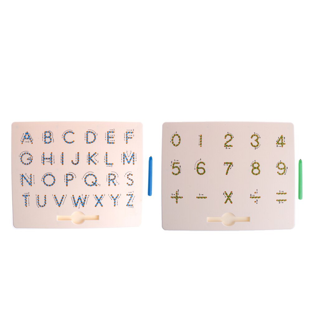 2 Stuks Magnetische Kralen Mathematische Numbers Tekening Boards Doodle Schets Board Voor Alfabet A Tot Z Leermiddelen Cogniton Educatief
