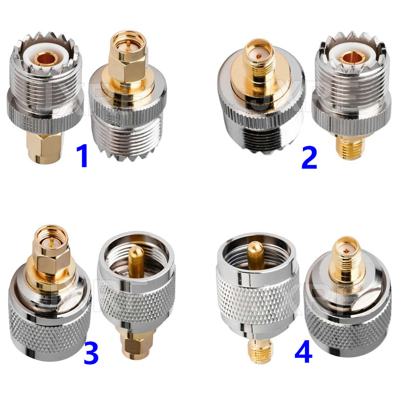 JXRF SMA BNC UHF To SMA SMB MCX MMCX BNC TNC UHF N F Type SO239 PL259 RF Coaxial coax Adapter Connector combination 4 piece: Red