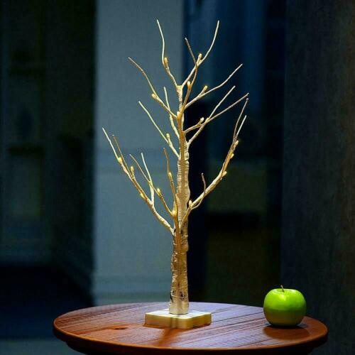 60cm Easter Tree With 24 LED Lights White Light Up Mini Twig Tree Lamp Decorations for Hanging Easter Eggs Hang Ornaments