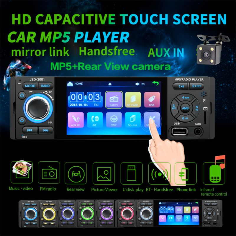 Car Radio 1din 4inch touch screen Autoradio Bluetooth Stereo JSD-3001 12V