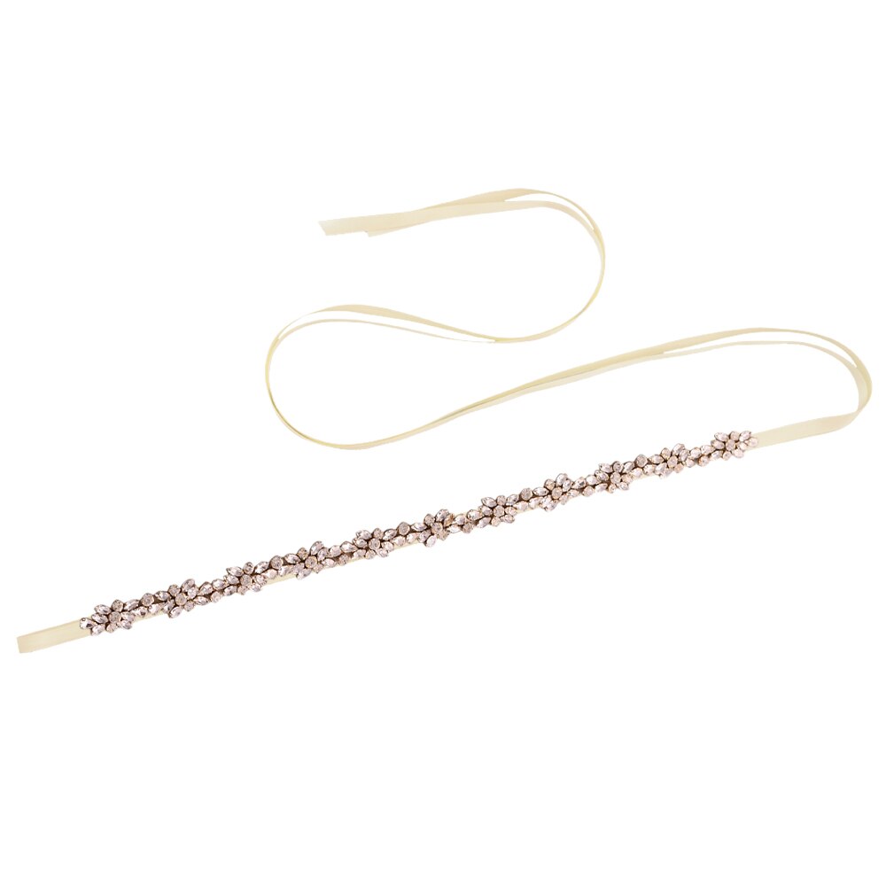 TRiXY S437-G cinturones de diamantes de imitación dorados para mujer, cinturón de cinta nupcial, cinturón de cintura nupcial, joyería, cinturón decorativo, cinturón de faja para chica: ivory