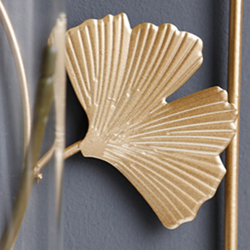 Metal Wall Vase Cylinder Flower Pot Gold Frame Wall Vase For Artificial Flower Glass Vase Wall Mount Flower Vase Home Wall Decor