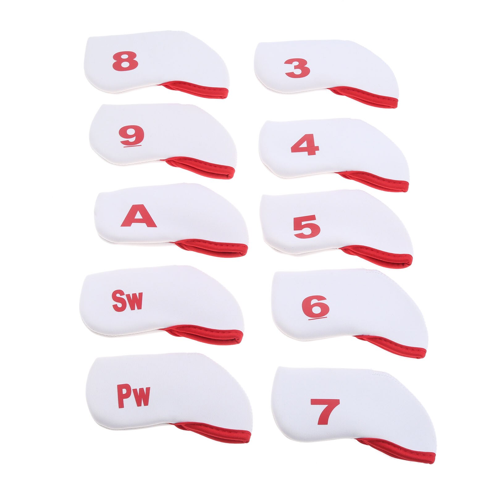 10pcs Golf Club copricapo in ferro proteggi Set Neoprene Golf proteggi copricapo stampa fronte-retro per cunei in ferro da Golf: Red