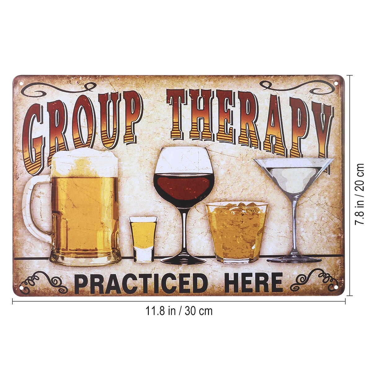 Nuolux "Groep Therapie Beoefend Hier" Vintage Metalen Emaille Muur Teken Plaque Poster Voor Cafe Bar Pub Beer