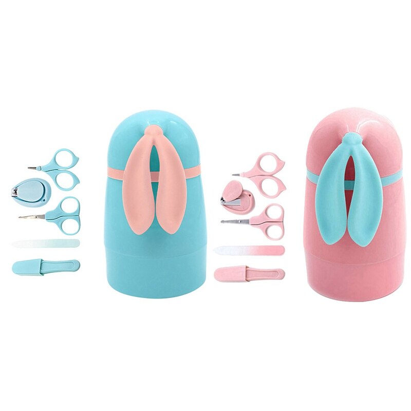 5Pcs Pasgeboren Baby Gezondheidszorg Kits Baby Nail Care Set Baby Nagelknipper Care Set Met Konijn Opbergdoos Voor baby Care Tools