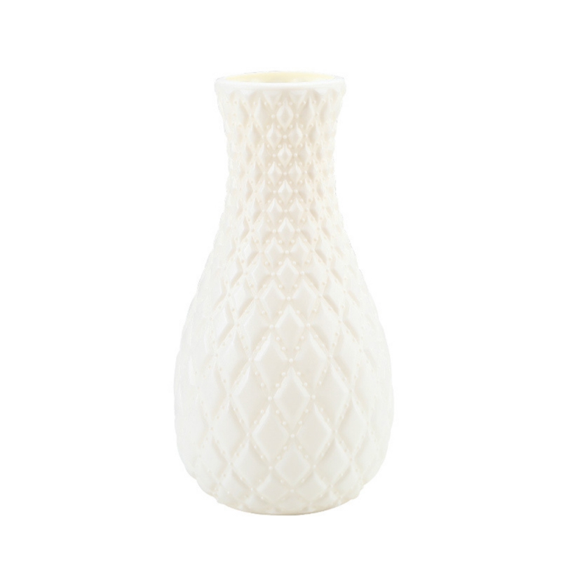 Vase à fleurs plastique rotin rose blanc | 1 pièce, Imitation céramique rose blanc, panier à fleurs, décoration de maison, décoration nordique: F