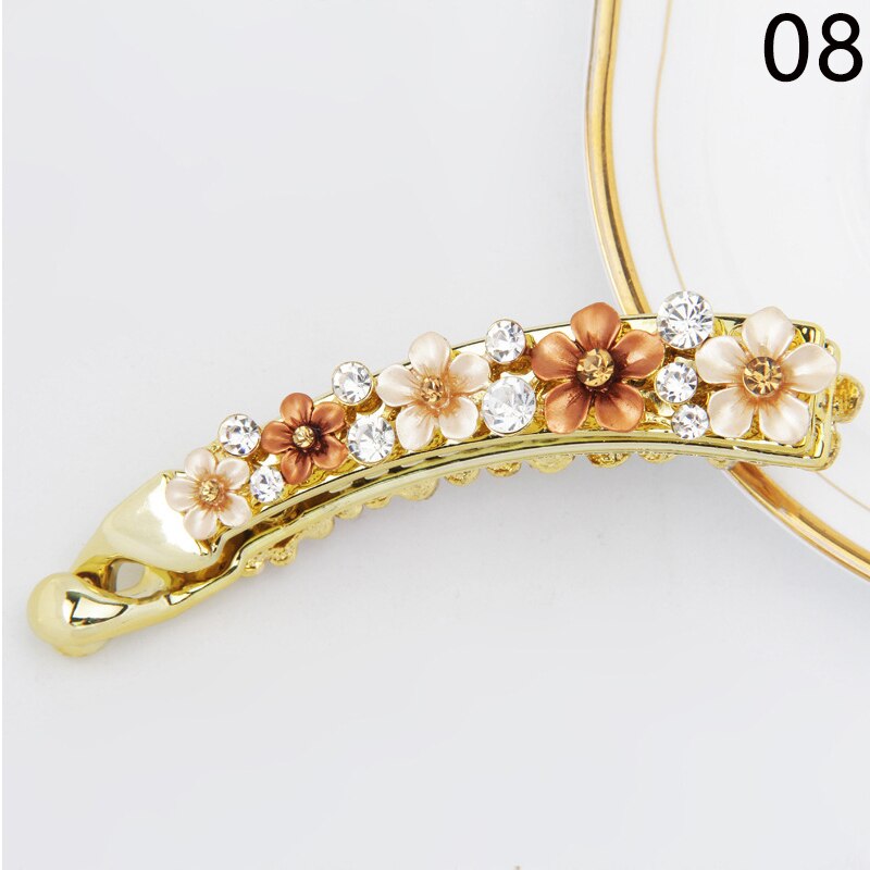 Nowe akcesoria Crystal Barrette Rhinestone spinka do włosów spinka do włosów spinka w kształcie Banana spinki do włosów dla kobiet akcesoria do włosów Hairgrip: 08