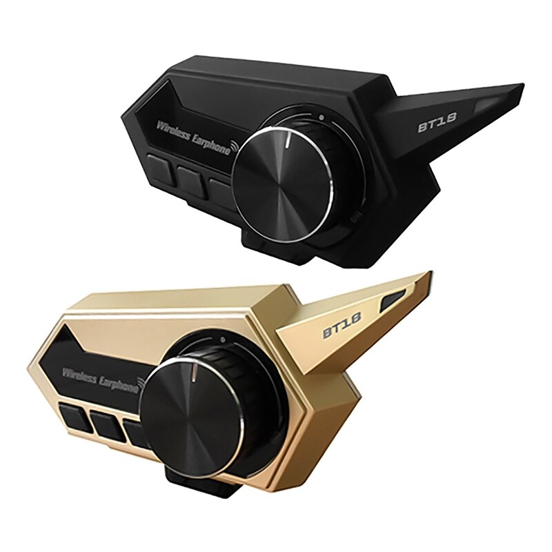 BT18-intercomunicador Bluetooth V5.0 para casco de Moto, manos libres para auriculares estéreo con casco de motocicleta, auriculares con Radio FM