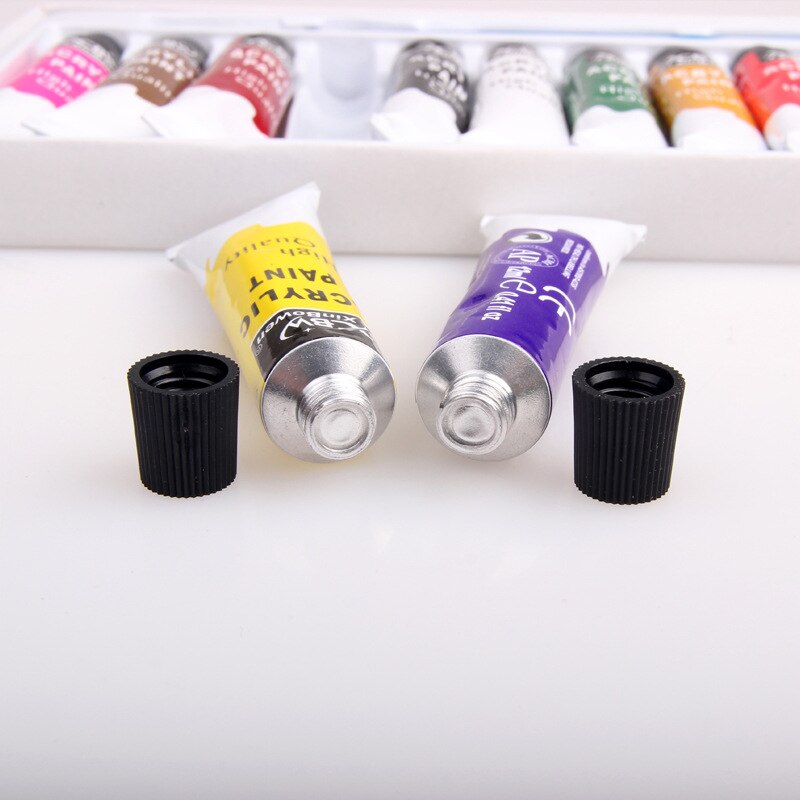 12Pcs 12ml Draw Painting Pigment Set Tubes Paintbrush DIY Wall Art Drawing Tool