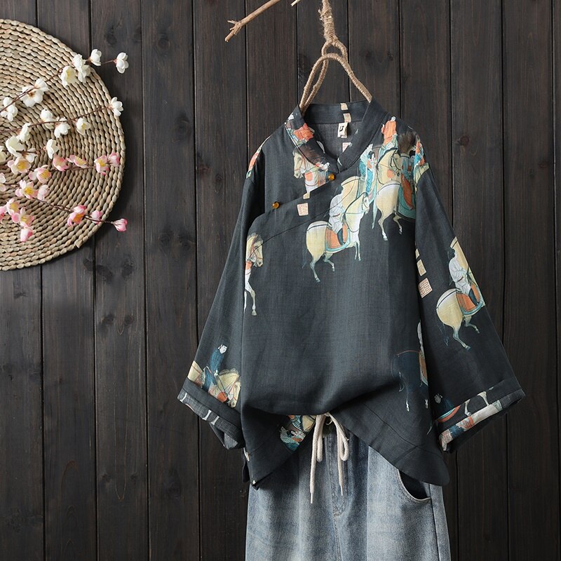 Tøj i kinesisk stil cheongsam top kinesisk traditionel skjortebluse bomuld hanfu damer kinesiske toppe 10079 – Grandado