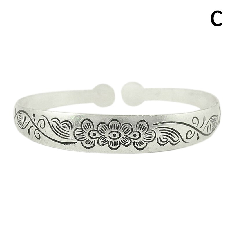 Pulseras de plata tibetanas clásicas para mujer, joyería de plata tibetana, 9 estilos
