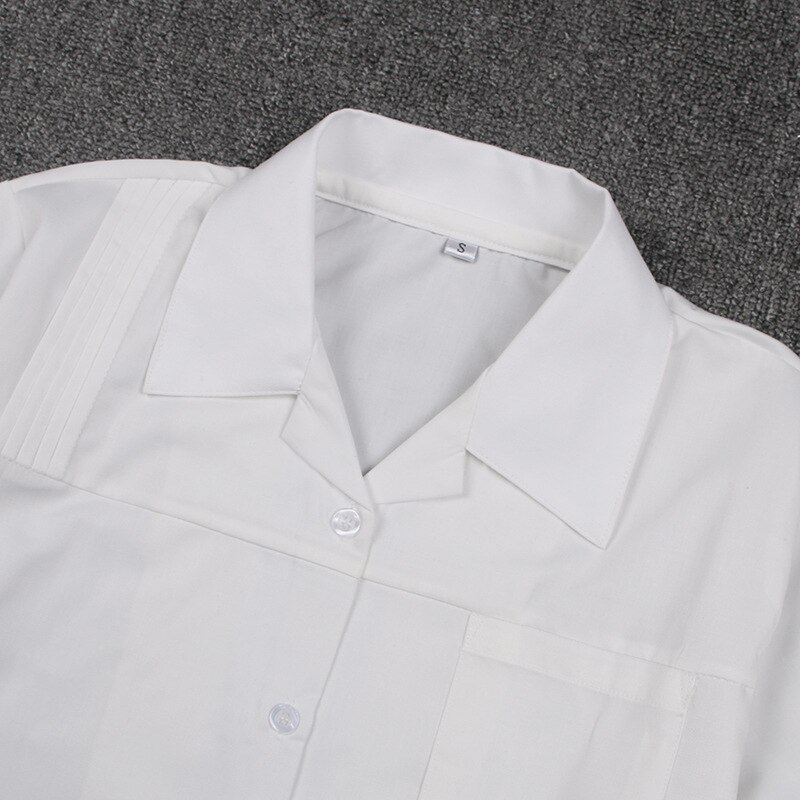 Japanese School Dress Tops Basic JK Uniform Pointed Collar Front Half Fold Shirt White Black Short Sleeve Girls Student Shirt
