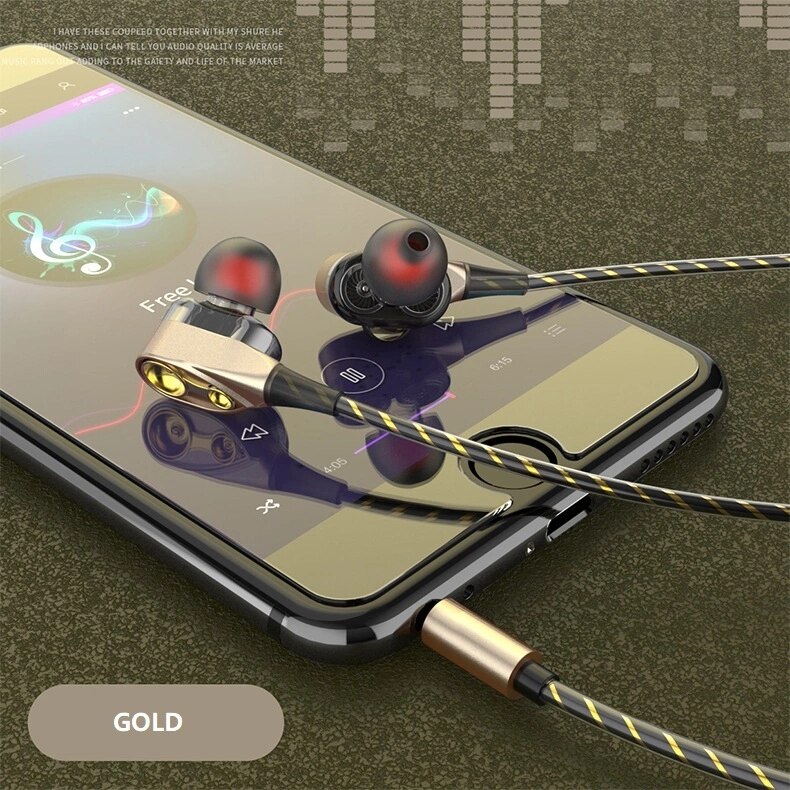 Bedrade Oortelefoon In-Ear Headset Oordopjes Bas Oordopjes Voor Iphone Samsung Huawei Xiaomi 8 9 10 3.5Mm Sport gaming Headset Met Microfoon: Golden