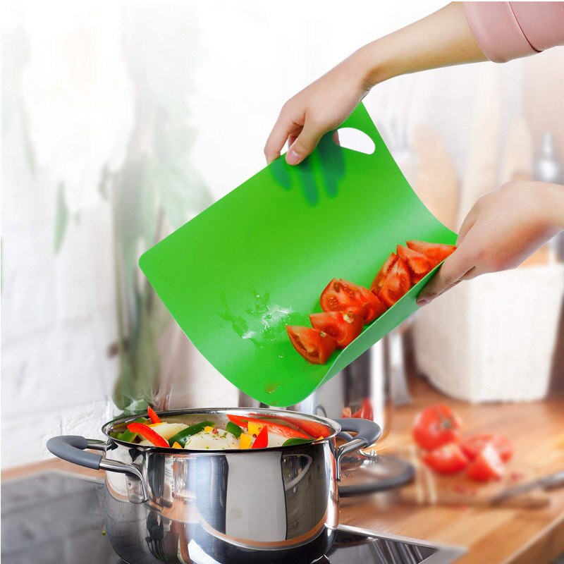 6 Pcs Flexible Plastic Cutting Board Mats Set Colored Kitchen Mats with Food Icons Easy Grip Handles E2S