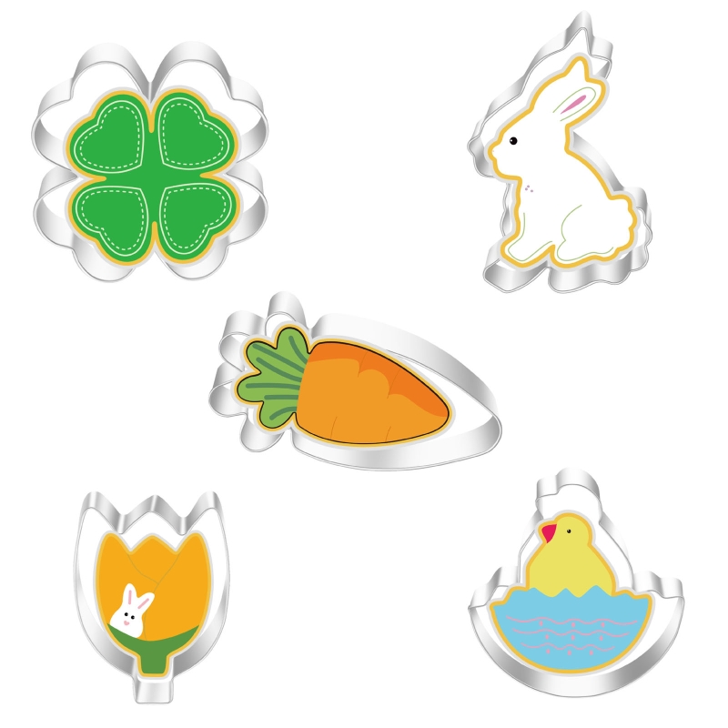 11 Pack Easter Cookie Cutters Set Egg Rabbit Bunny Hare Chicken Butterfly Carrot Fondant Biscuit Cutters Stainless Steel B03E: Type A
